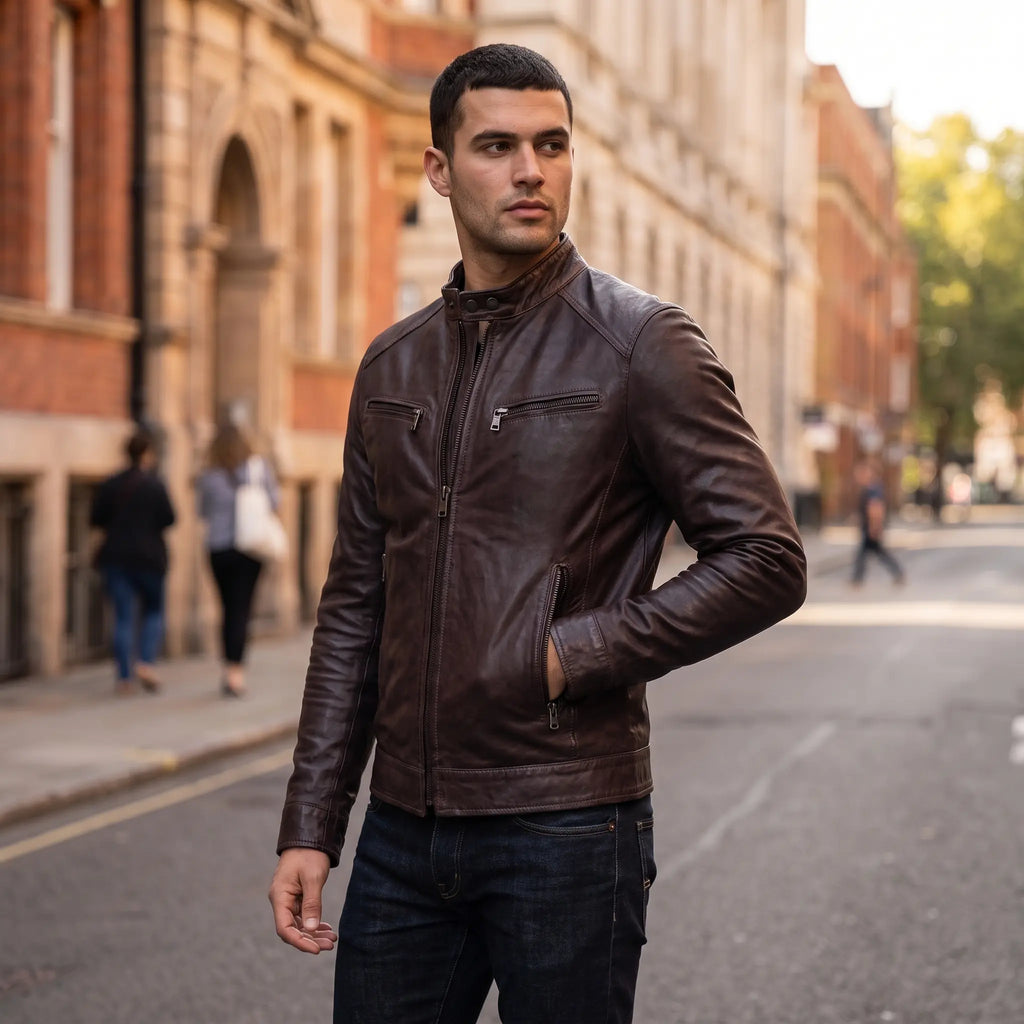 Four Pockets Sheepskin Leather Jacket