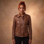 Custom Tailored Genuine Tanned Leather Biker Designer Ladies Jacket