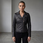 Genuine Motorcycle Leather Jacket-Women