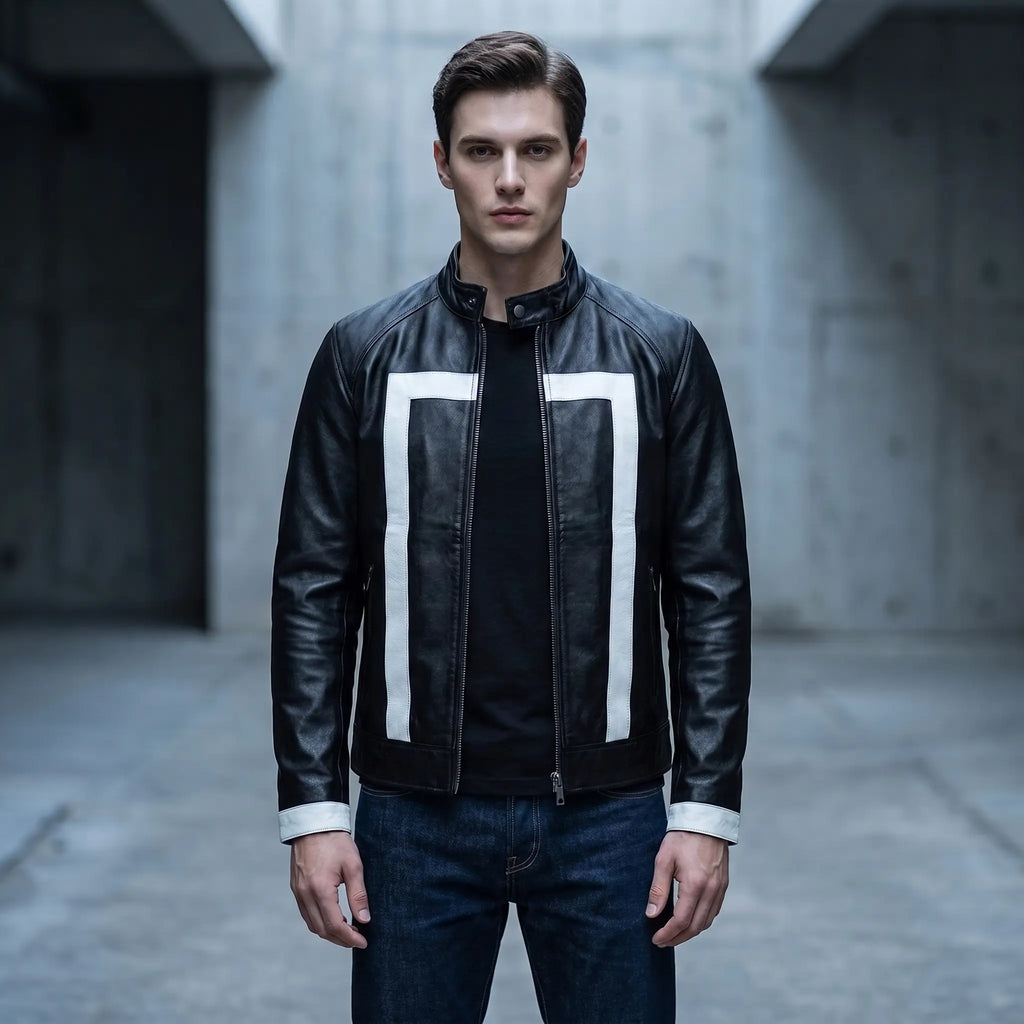 Custom Tailored Men’s Ghost Rider Agent Of Shield Biker Genuine Leather Jacket