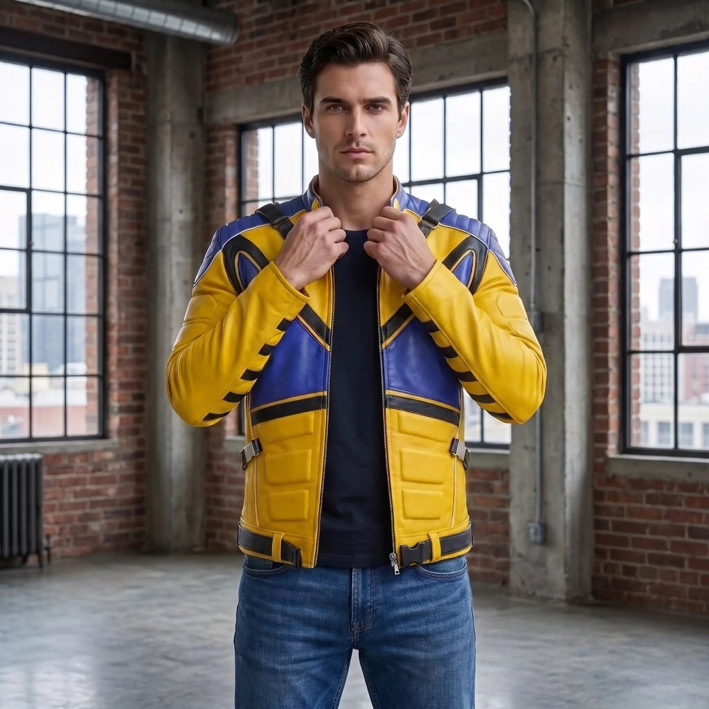 Custom Tailored Deadpool 3 Hugh Jackman Wolverine Genuine Sheepskin Jacket