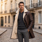 Custom Tailored B3 Men’s Genuine Distressed Sherpa Premium Leather Winter Coat