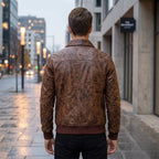 Custom Tailored Men’s Biker Genuine Vintage Distressed Bomber Leather Jacket