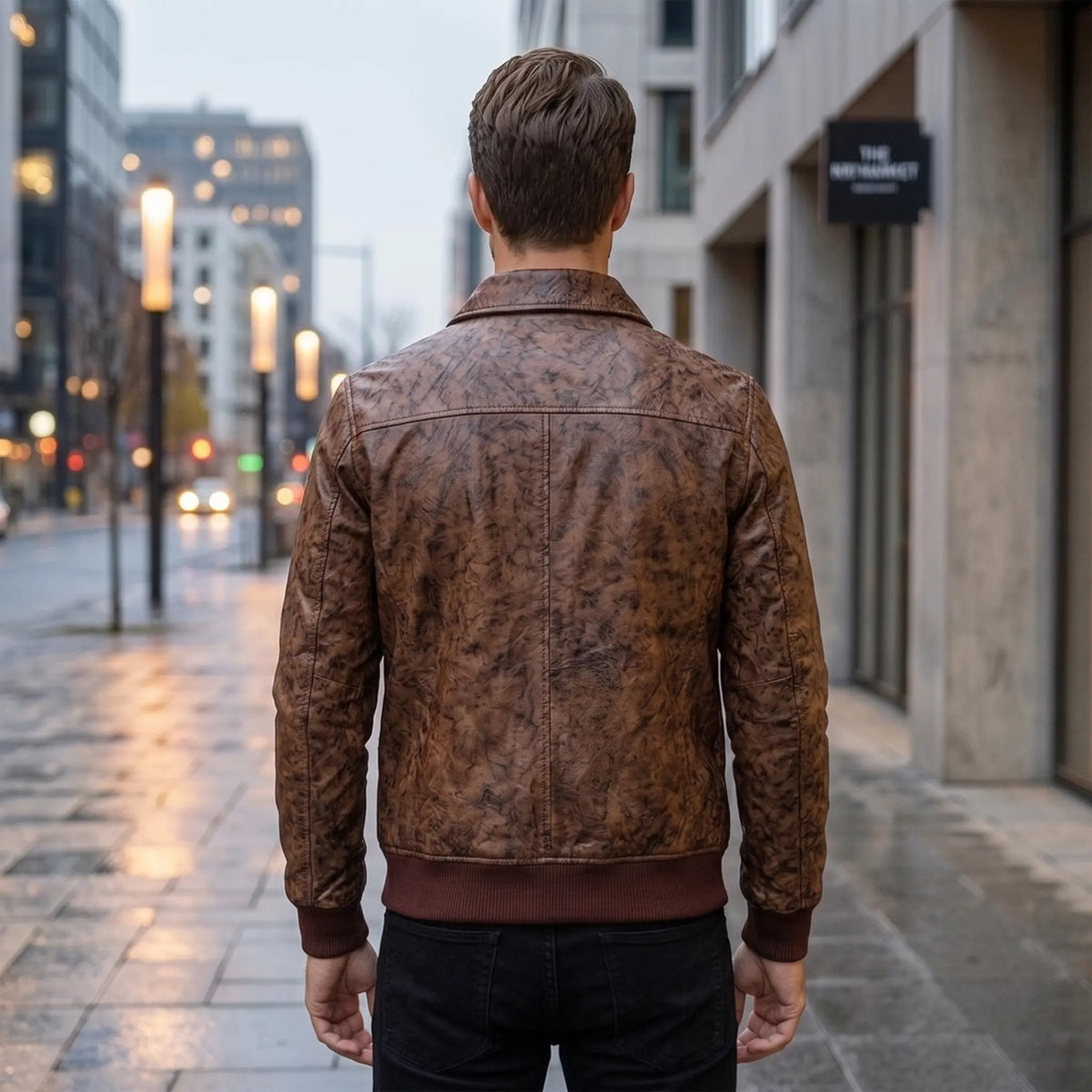 Custom Tailored Men’s Biker Genuine Vintage Distressed Bomber Leather Jacket