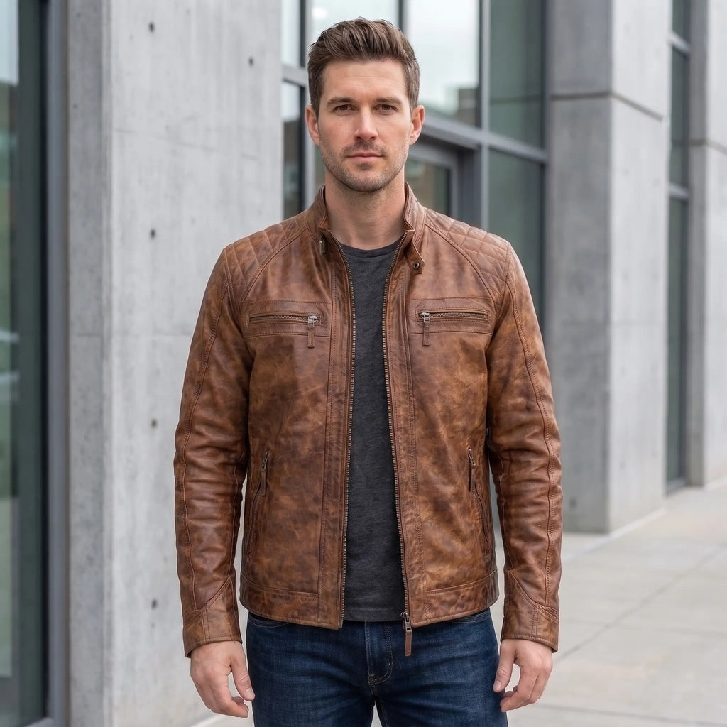 Cafe Racer Real Leather Jacket