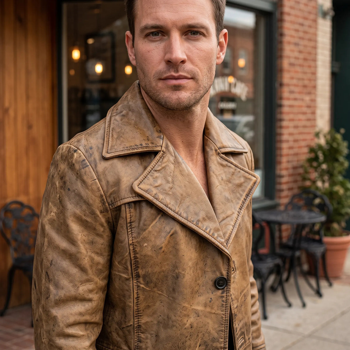 Men’s Custom Tailored Trench Coat Real Sheepskin Leather Duster Coat Men’s Wear