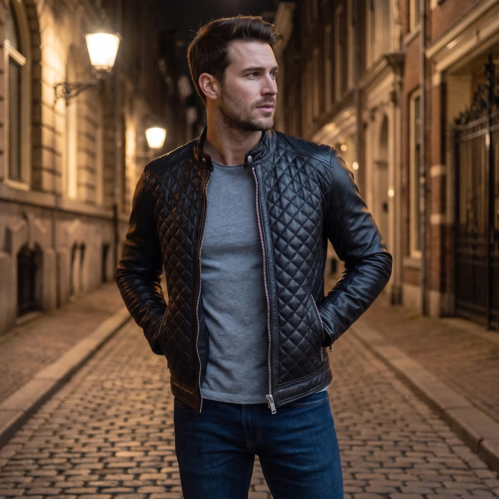 Custom Tailored Men’s Real Genuine Leather Biker Slim Fit Sleek Retro Jacket