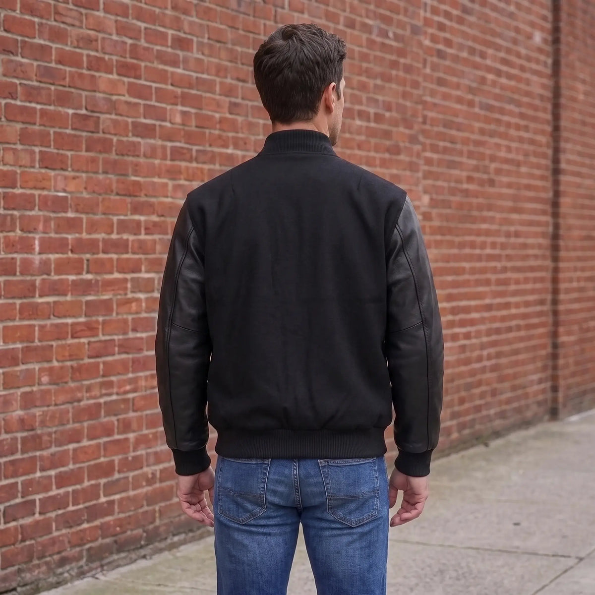 Custom Tailored Men’s Varsity Bomber Baseball Letterman Genuine Leather jacket