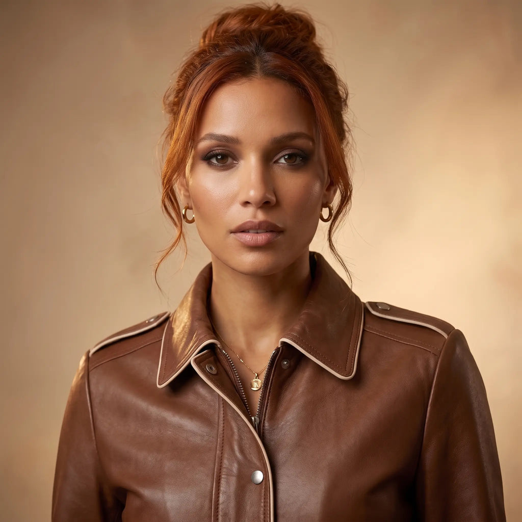 Custom Tailored Genuine Tanned Leather Biker Designer Ladies Jacket