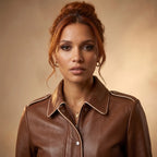 Custom Tailored Genuine Tanned Leather Biker Designer Ladies Jacket