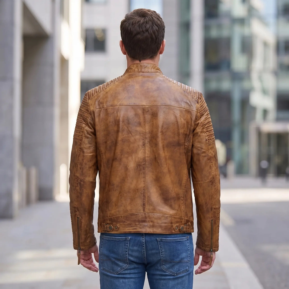 Custom Tailored Men’s Genuine Timber Antique Washed Vintage Biker Leather Jacket