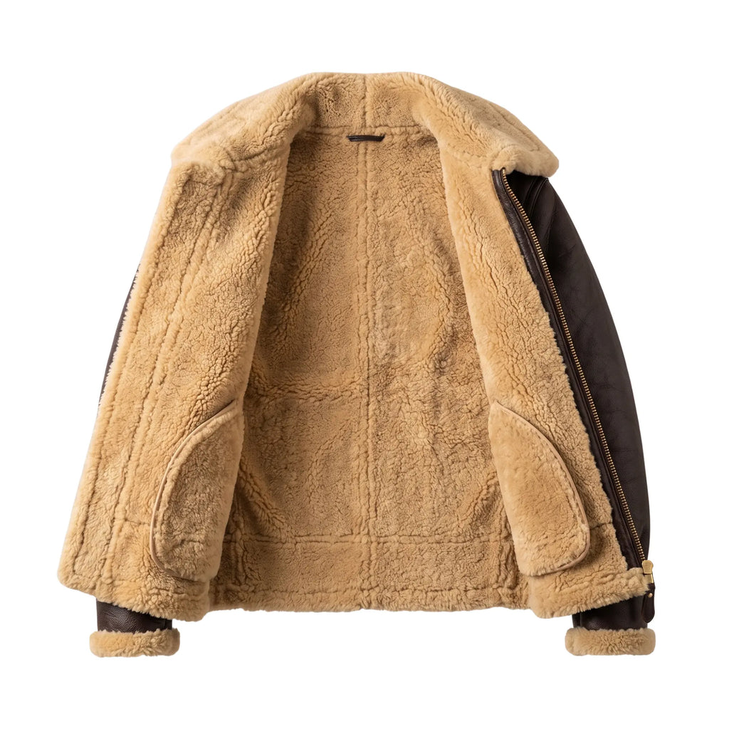 B3 RAF Aviator Pilot Men’s Sheepskin Shearling Jacket -Original Fur Jacket