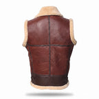 B3 Men Leather fur Vest -Aviator bomber Real Shearling Sheepskin Vest